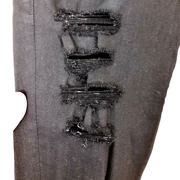 Frame Le Skinny Black Highly Distressed Busted Knee Jeans Size 26 - Picture 9 of 11
